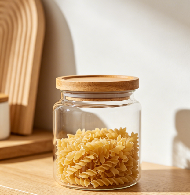 Nordic style wooden lid glass airtight storage jar - Image 2
